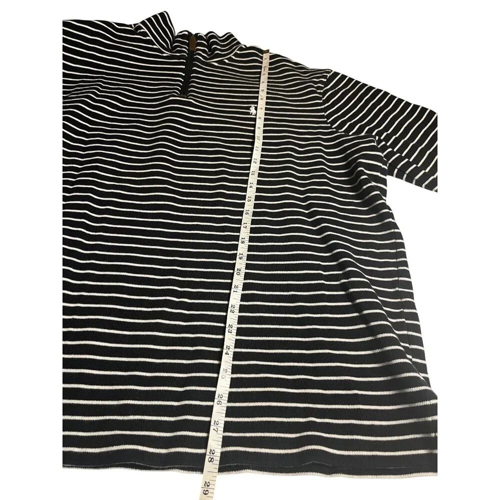 Polo Ralph Lauren 1/4 Zip Striped Black/White Pullover Mens XXL Cotton preppy